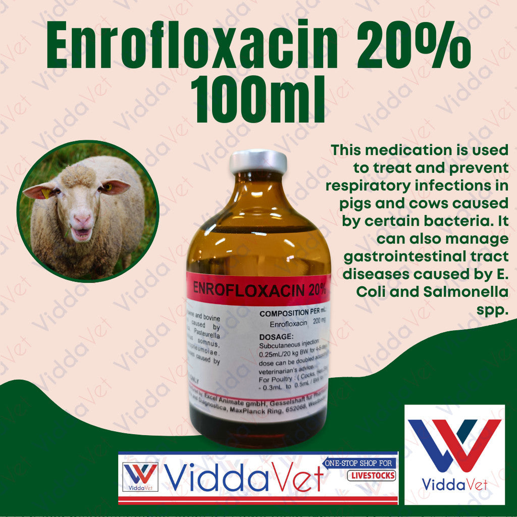Viddavet Enro 20% 100ml for animals professional Strength Enrofloxacin Suspension 20%