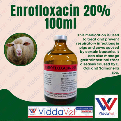 Viddavet Enro 20% 100ml for animals professional Strength Enrofloxacin Suspension 20%