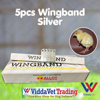 Wing Bands Silver 5pcs
