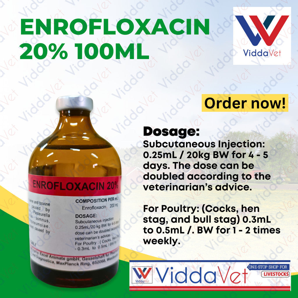 Viddavet Enro 20% 100ml for animals professional Strength Enrofloxacin Suspension 20%