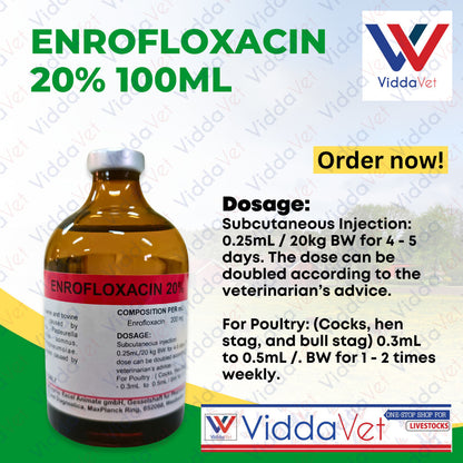 Viddavet Enro 20% 100ml for animals professional Strength Enrofloxacin Suspension 20%