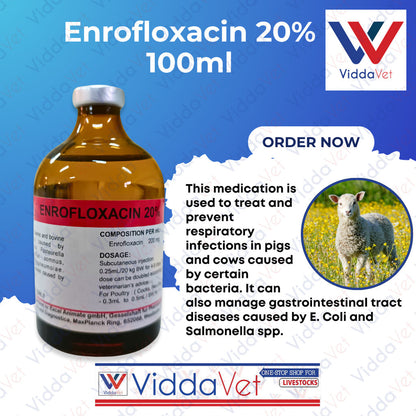 Viddavet Enro 20% 100ml for animals professional Strength Enrofloxacin Suspension 20%