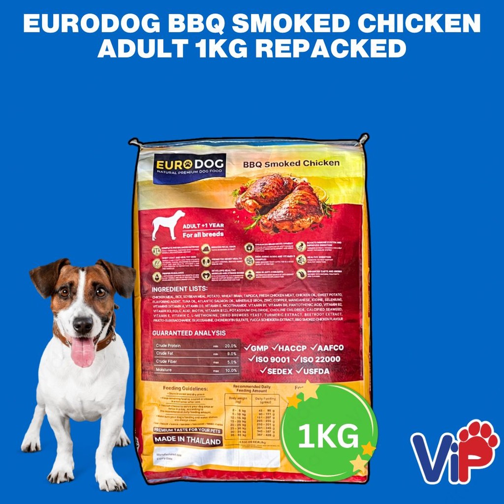 Euro Dog BBQ Smoked Chicken Adult Dog Food 1kg Repacked