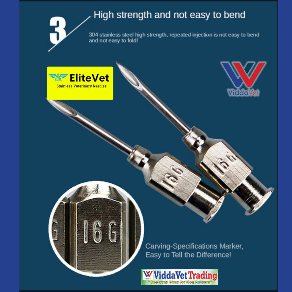 12 pcs EliteVet Stainless Needles for Pigs