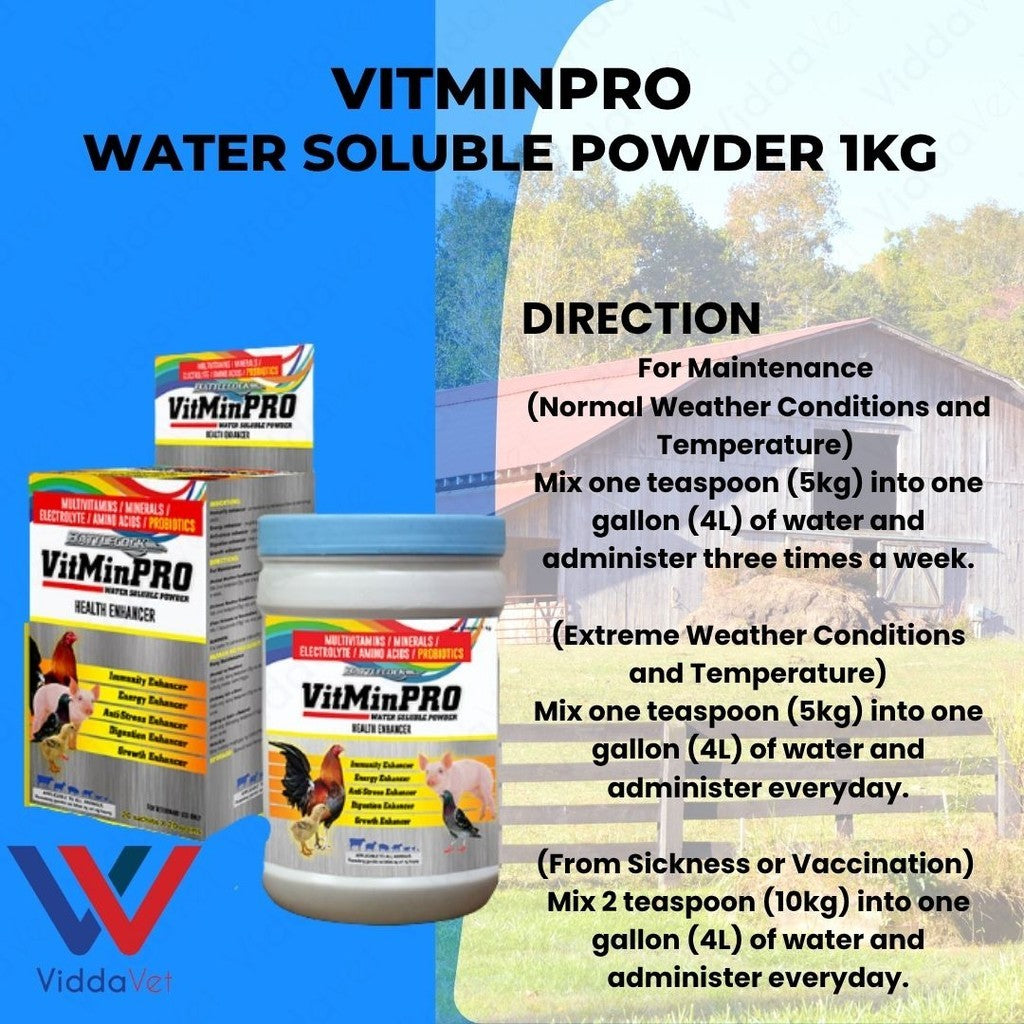 VitMinPRO 1kg - Complete Livestock Multivitamin & Probiotic Supplement ...