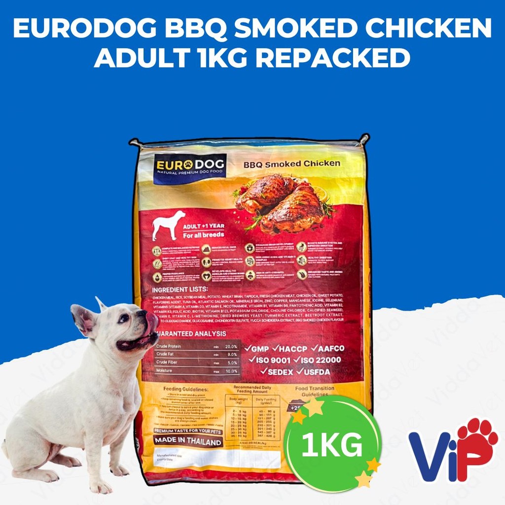 Euro Dog BBQ Smoked Chicken Adult Dog Food 1kg Repacked