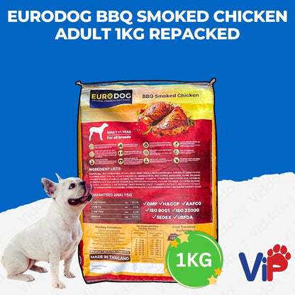 Euro Dog BBQ Smoked Chicken Adult Dog Food 1kg Repacked