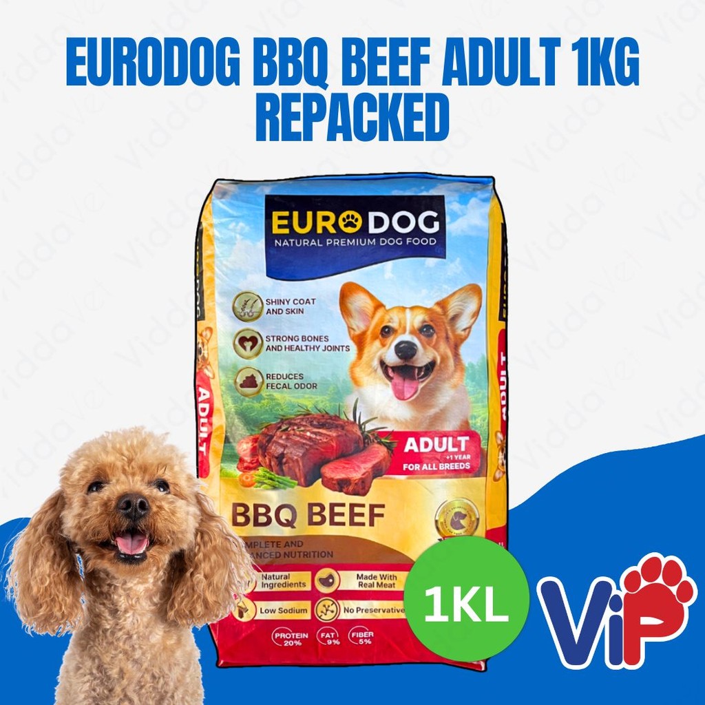 Euro Dog BBQ Beef Adult Dog Food 1kg Repacked