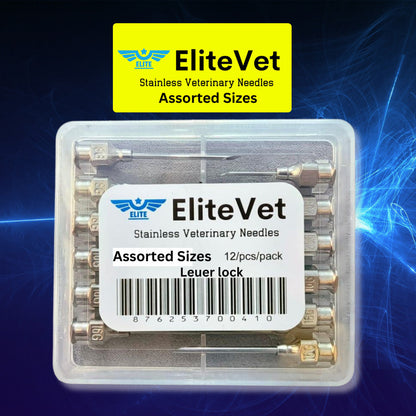 12 pcs EliteVet Stainless Needles for Pigs
