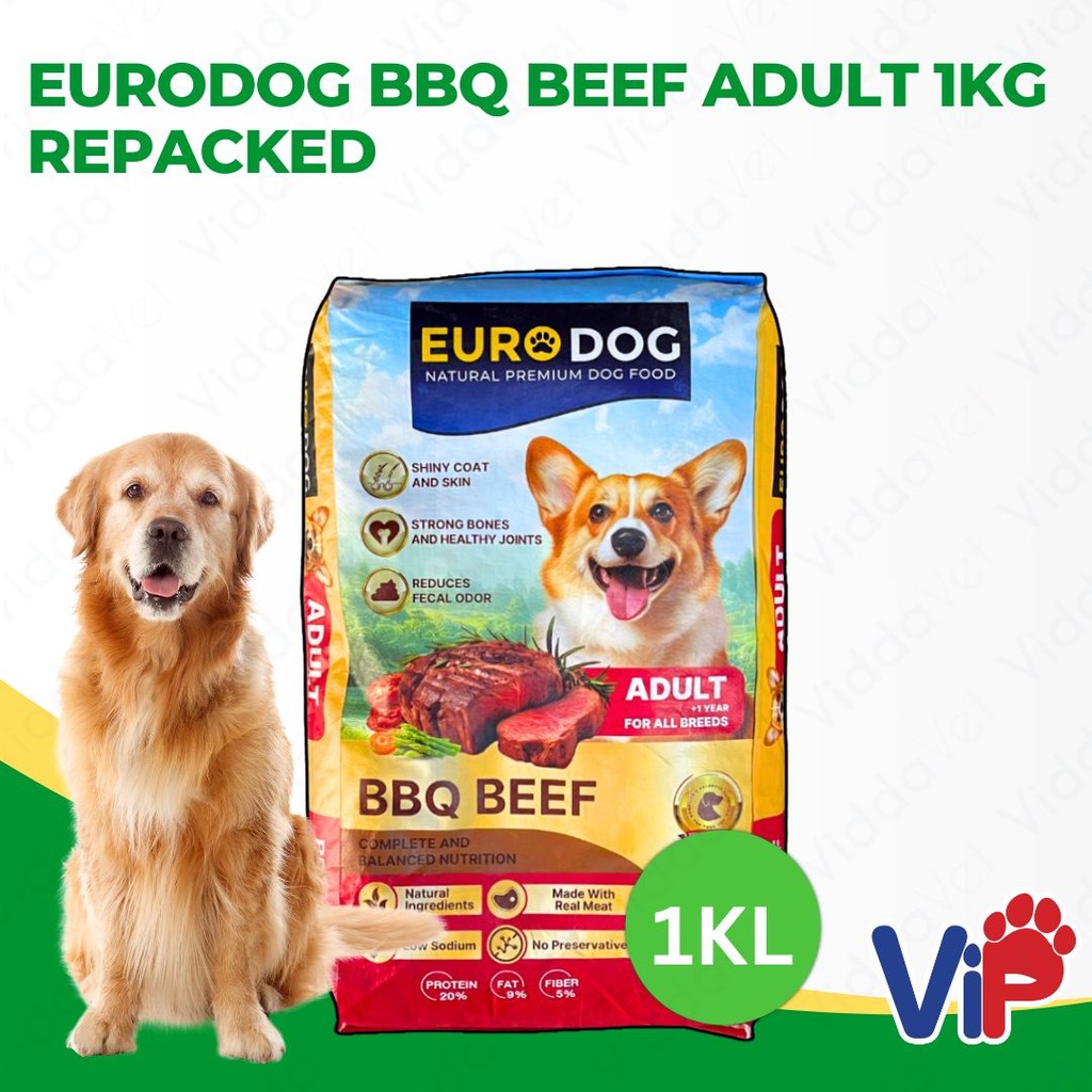 Euro Dog BBQ Beef Adult Dog Food 1kg Repacked