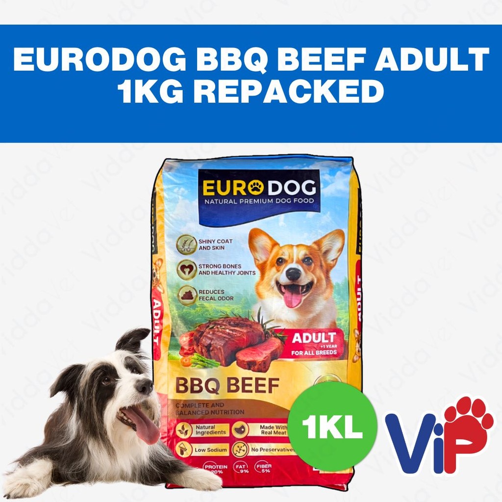 Euro Dog BBQ Beef Adult Dog Food 1kg Repacked