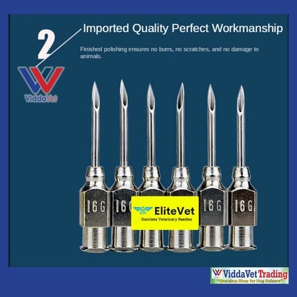 12 pcs EliteVet Stainless Needles for Pigs