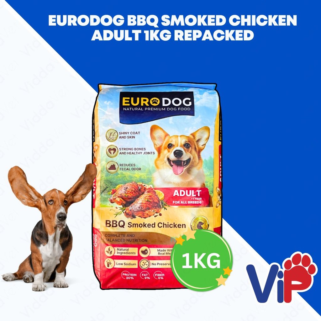 Euro Dog BBQ Smoked Chicken Adult Dog Food 1kg Repacked