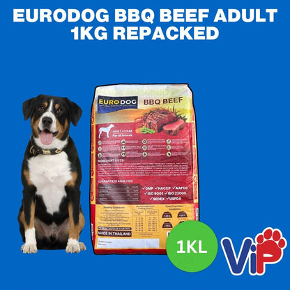 Euro Dog BBQ Beef Adult Dog Food 1kg Repacked