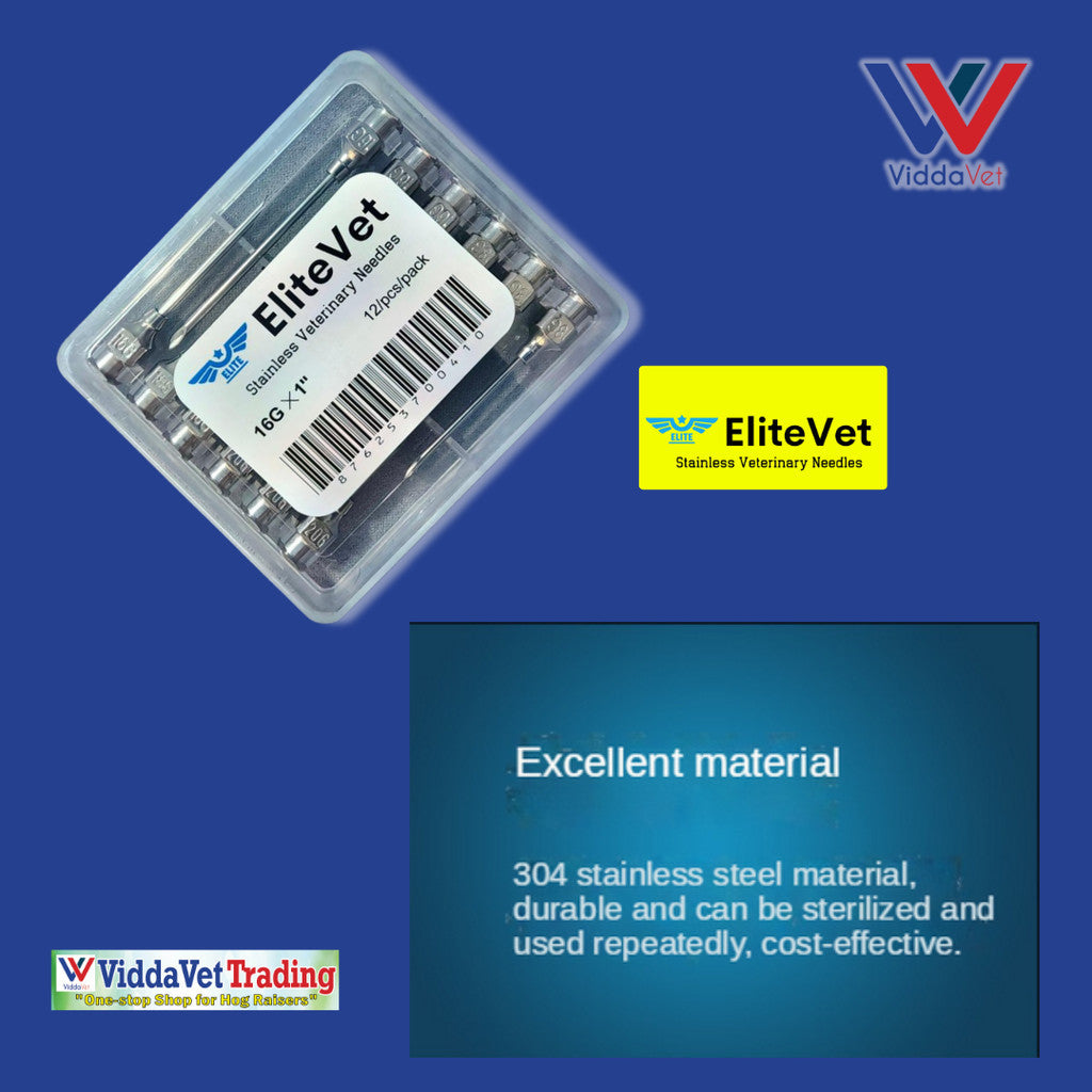 12 pcs EliteVet Stainless Needles for Pigs