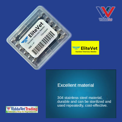 12 pcs EliteVet Stainless Needles for Pigs