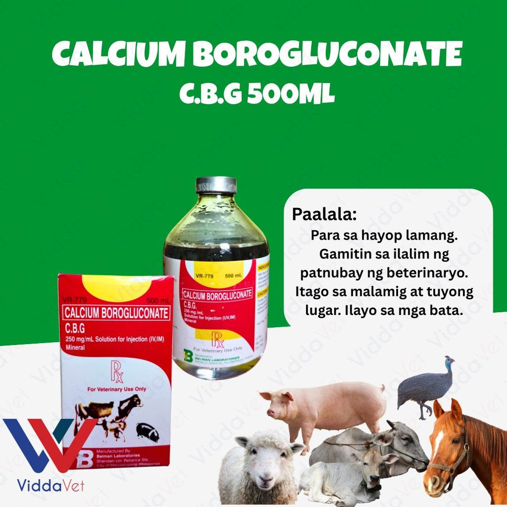 Calcium Borogluconate C.B.G. 250mg/mL Solution 500mL