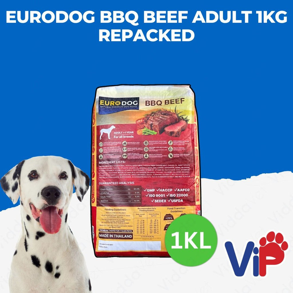 Euro Dog BBQ Beef Adult Dog Food 1kg Repacked