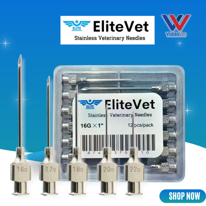 12 pcs EliteVet Stainless Needles for Pigs