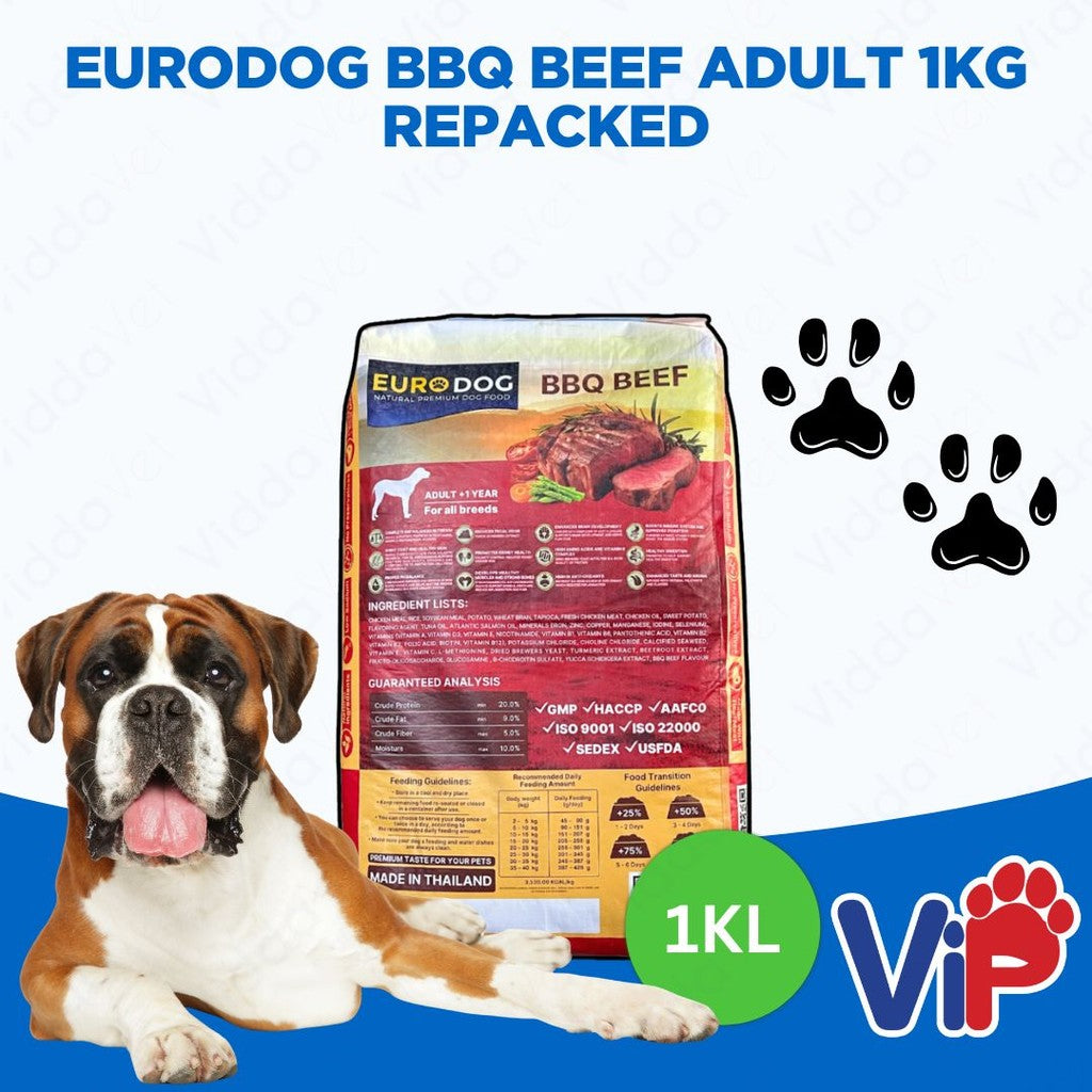 Euro Dog BBQ Beef Adult Dog Food 1kg Repacked