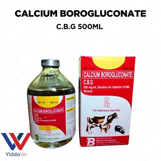 Calcium Borogluconate C.B.G. 250mg/mL Solution 500mL