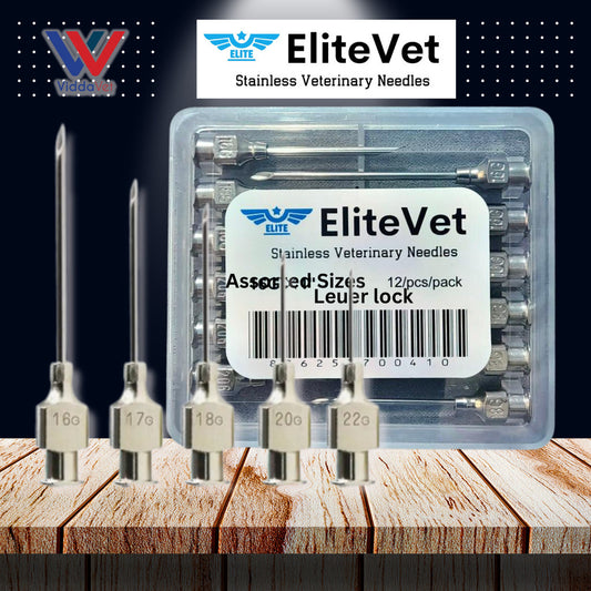 12 pcs EliteVet Stainless Needles for Pigs