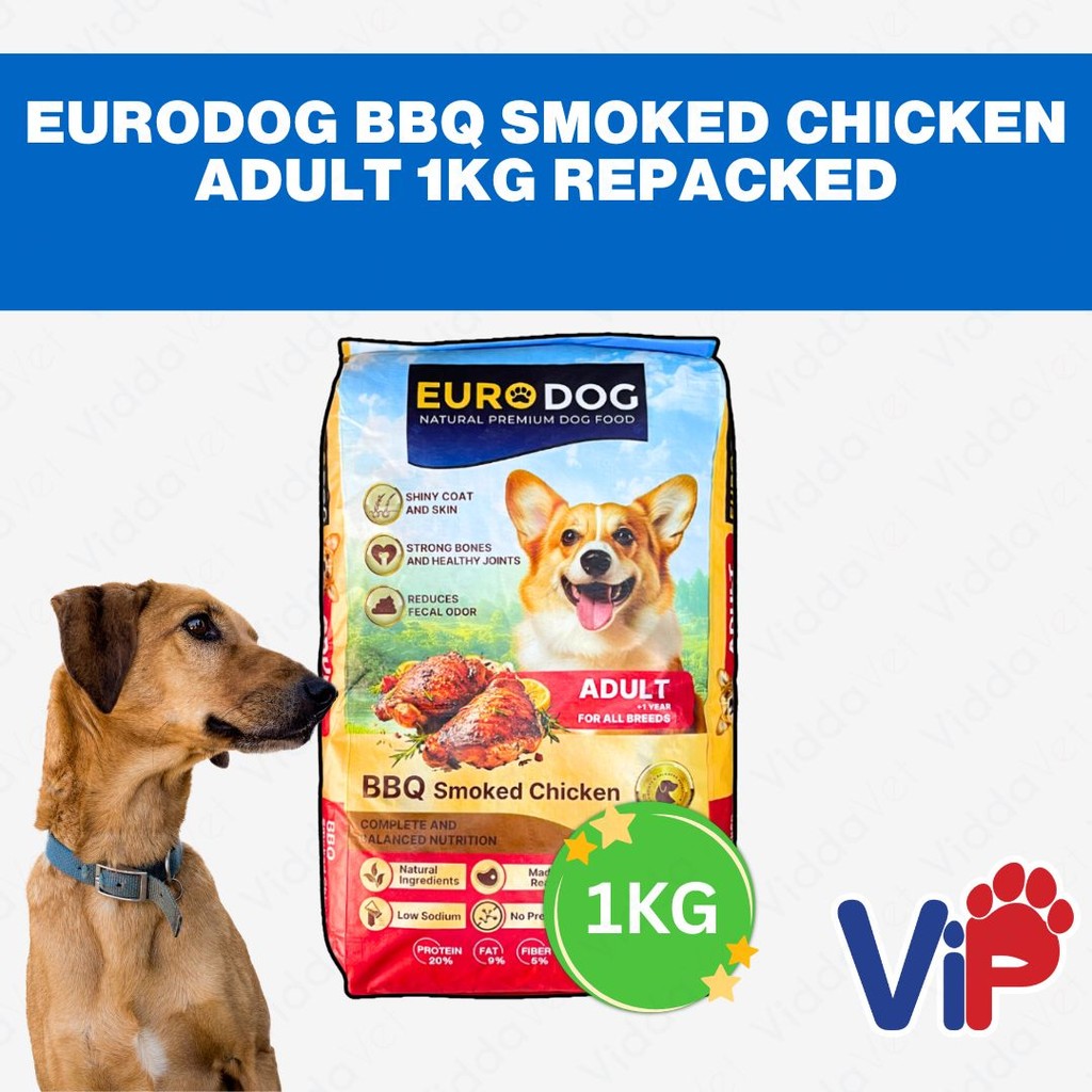Euro Dog BBQ Smoked Chicken Adult Dog Food 1kg Repacked