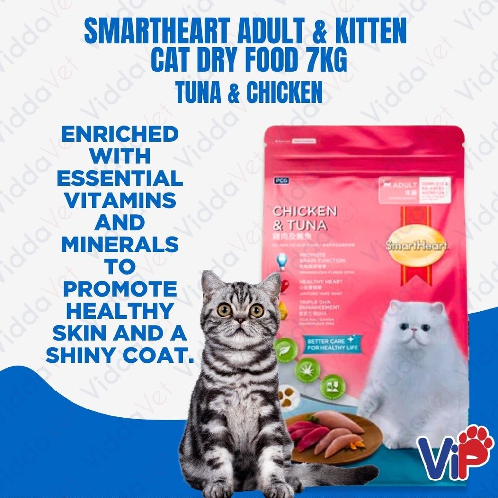 SmartHeart Adult & Kitten Cat Food  Tuna and Chicken 7kg