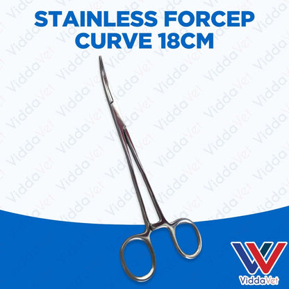 Stainless Steel Curved Forceps 18cm