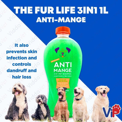 The Fur Life 3 in 1 Anti-Mange Shampoo 1L