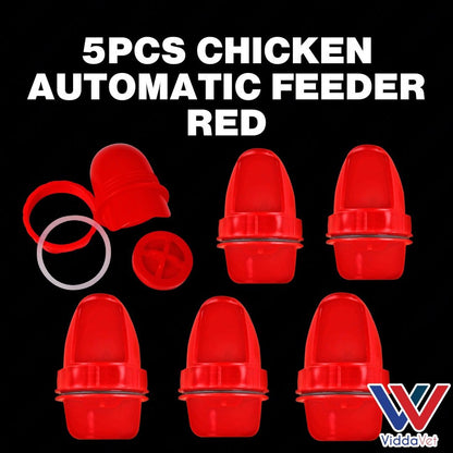 Chicken Automatic Feeder Red 5pcs