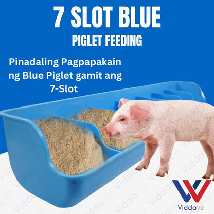 7 Slot Blue Piglet Feeder
