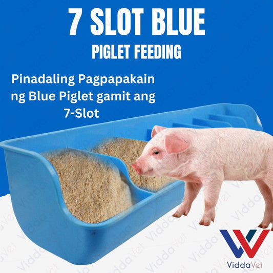7 Slot Blue Piglet Feeder