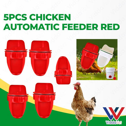 Chicken Automatic Feeder Red 5pcs