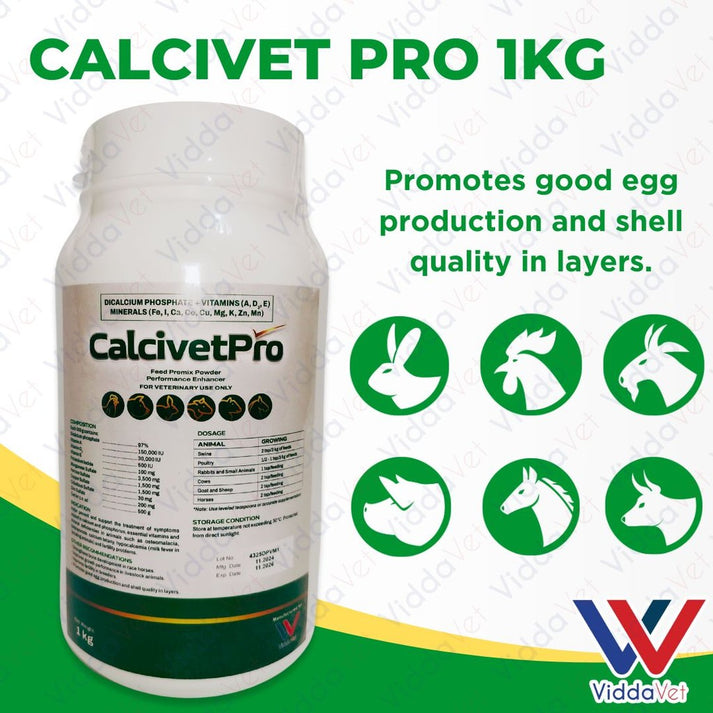 Calcivet Injectable Calcivet Pro 1kg Premium Calcium Feed Premix for Livestock | Viddavet ...