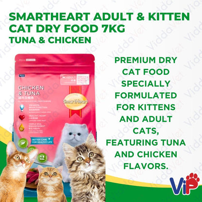 SmartHeart Adult & Kitten Cat Food  Tuna and Chicken 7kg