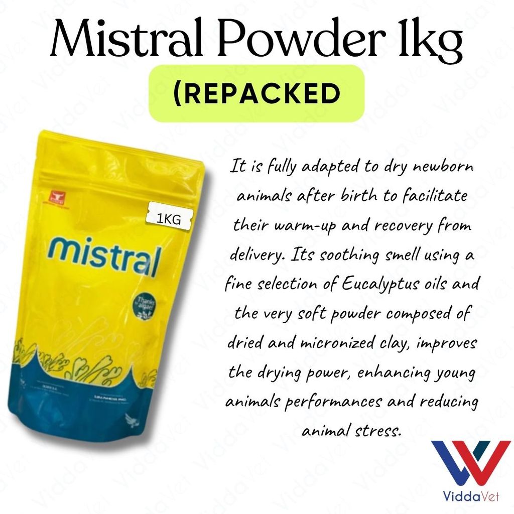 Mistral Drying Powder 1kg Repacked for Newborn Animals Body Drying Powder