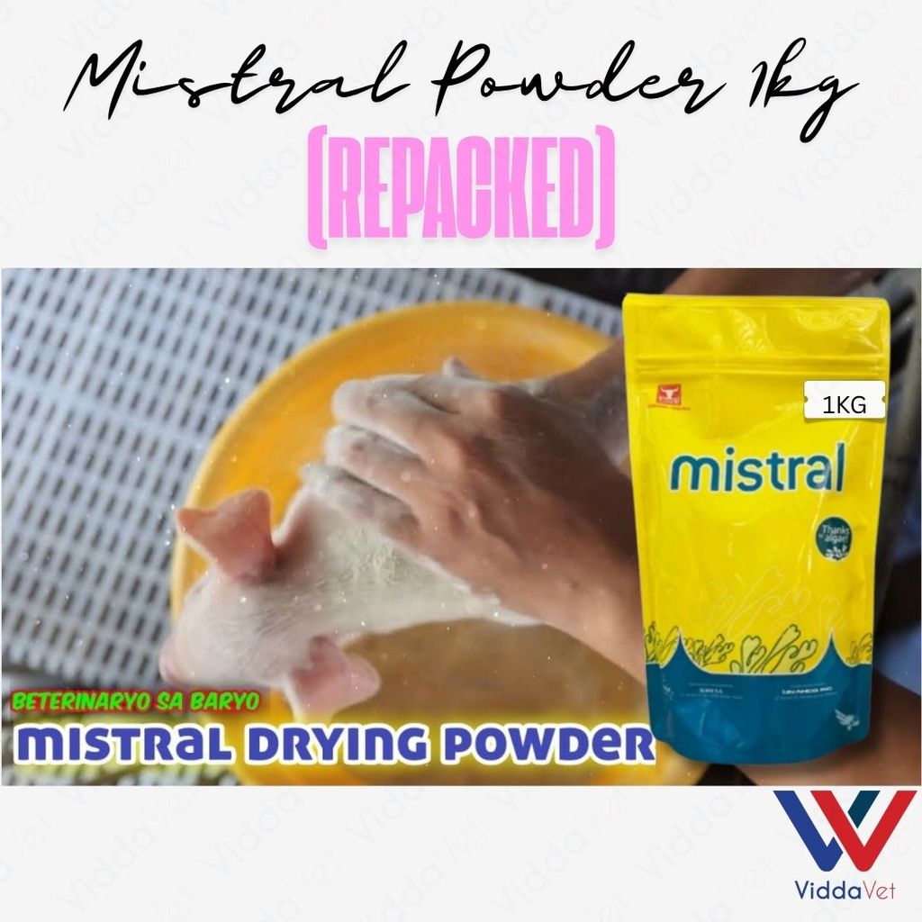 Mistral Drying Powder 1kg Repacked for Newborn Animals Body Drying Powder