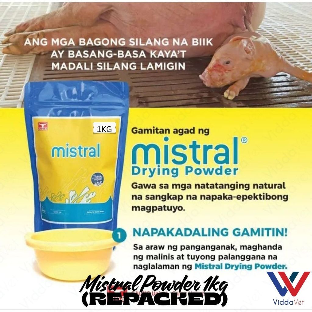 Mistral Drying Powder 1kg Repacked for Newborn Animals Body Drying Powder