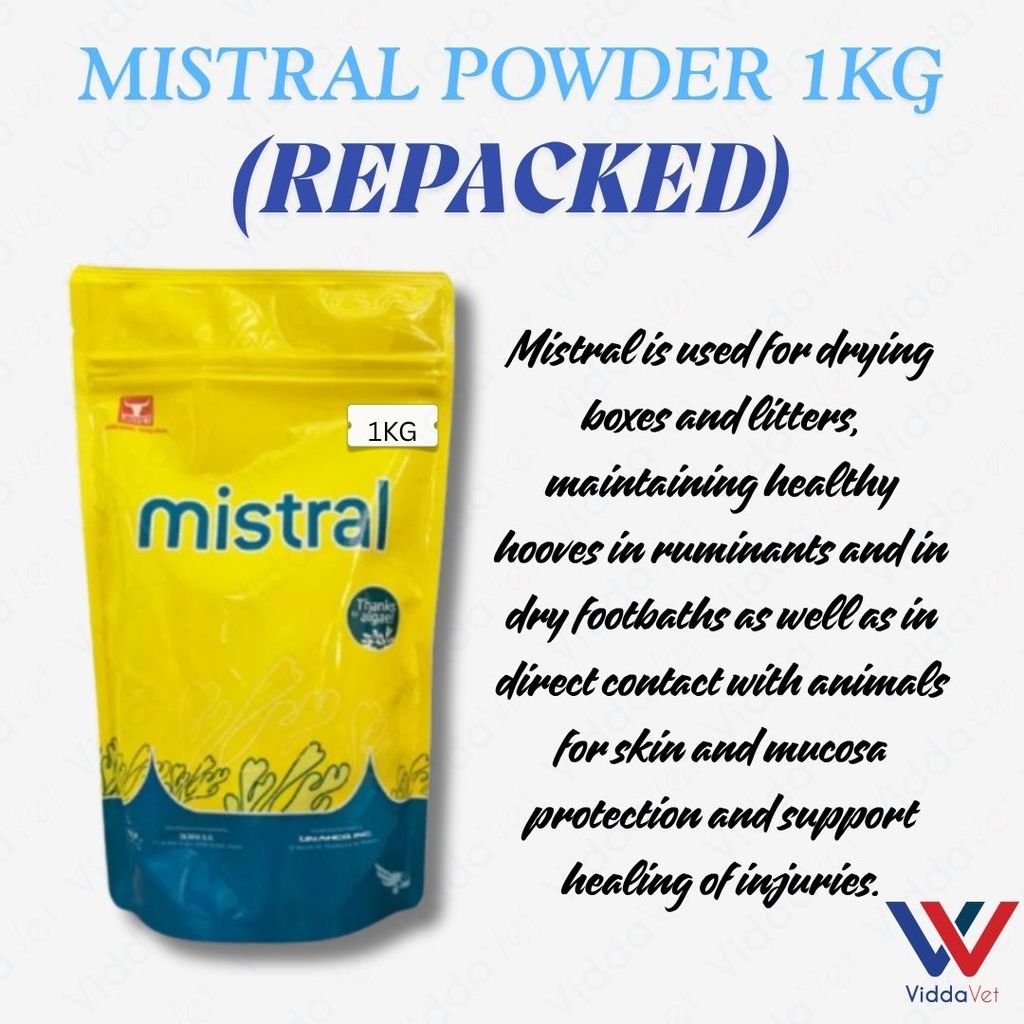 Mistral Drying Powder 1kg Repacked for Newborn Animals Body Drying Powder