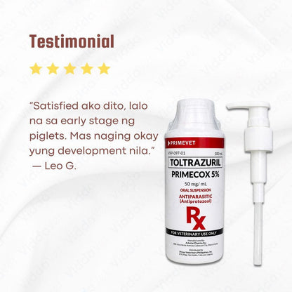 Primecox 5% 100ml Toltrazuril for Piglets and Calves Growth Support