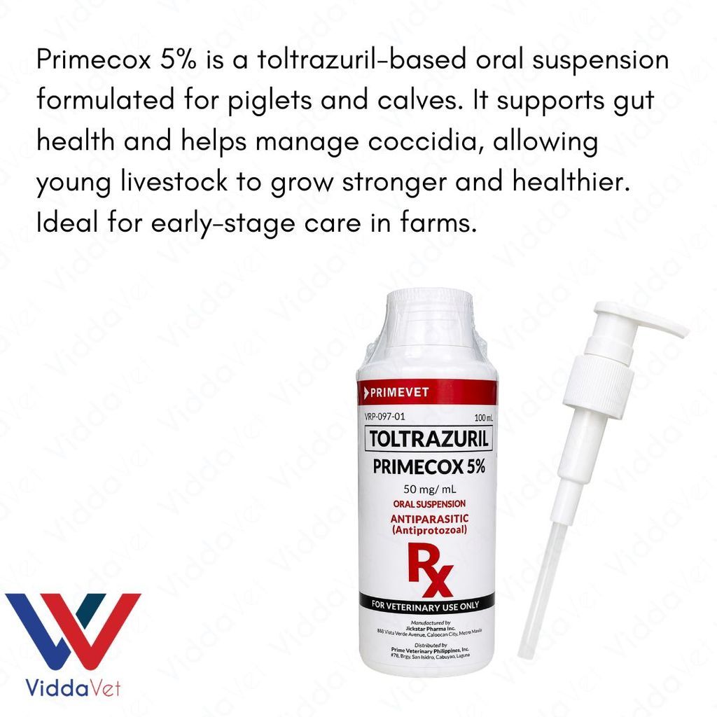 Primecox 5% 100ml Toltrazuril for Piglets and Calves Growth Support