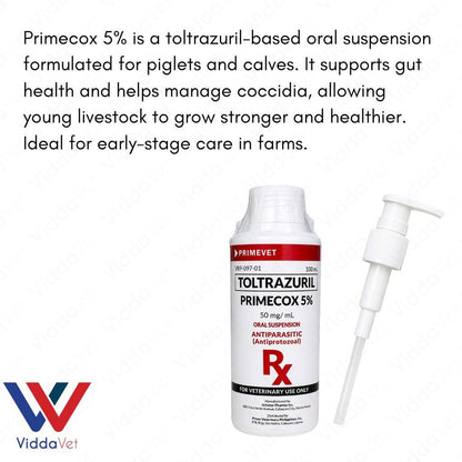 Primecox 5% 100ml Toltrazuril for Piglets and Calves Growth Support