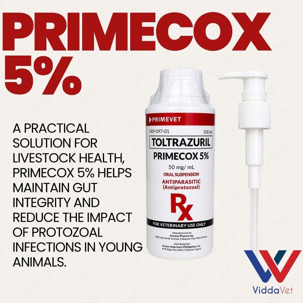 Primecox 5% 100ml Toltrazuril for Piglets and Calves Growth Support
