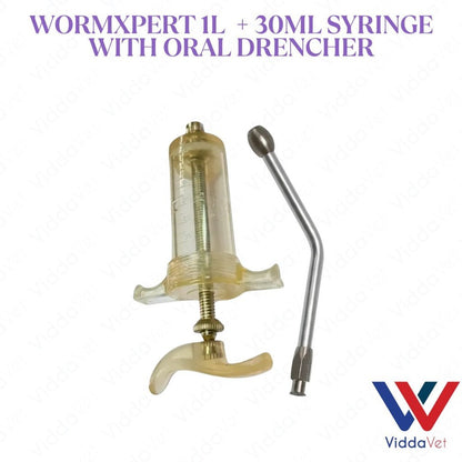Dewormer for Goats, Pigs, CowsWormxpert 1L with TPX 30ml Syringe with Oral drencher