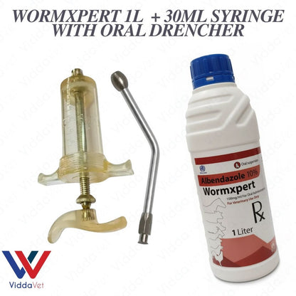 Dewormer for Goats, Pigs, CowsWormxpert 1L with TPX 30ml Syringe with Oral drencher