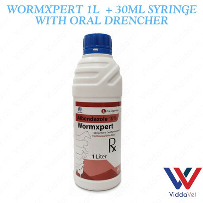 Dewormer for Goats, Pigs, CowsWormxpert 1L with TPX 30ml Syringe with Oral drencher