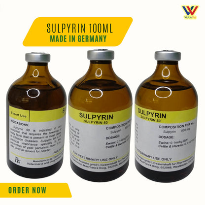 Sulpyrin 50% Injection 100ml – Antipyretic & Anti-Inflammatory for Swine, Cattle & Horses